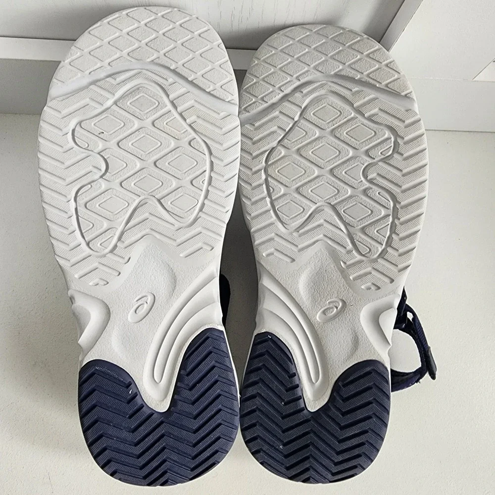 *Asics Bondal Mens 9/ Womens 10.5 ‎ Navy Blue White Chunky Strappy Sport Sandals